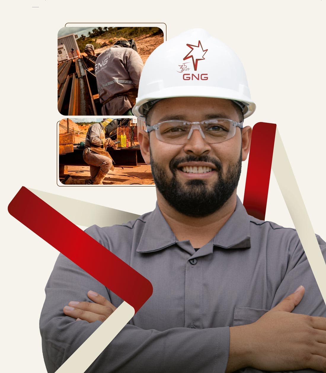 Colaborador GNG em canteiro